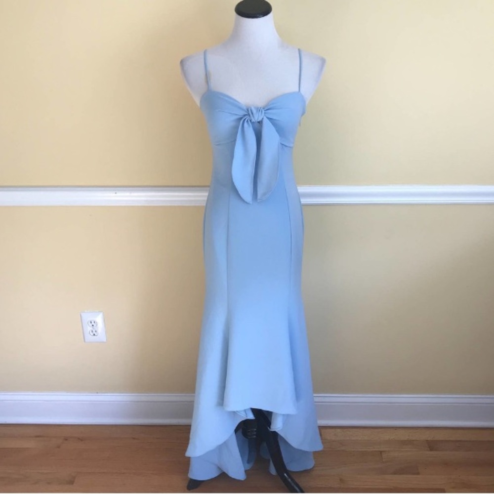 NWT Likely Calhoun Gown Bow Strap Dress in Baby Blue Bell Revolve 8 $378